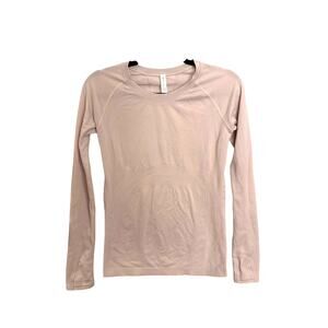 Athleta Top Womens Small Momentum Seamless Long Sleeve Thumbholes Pink Shirt